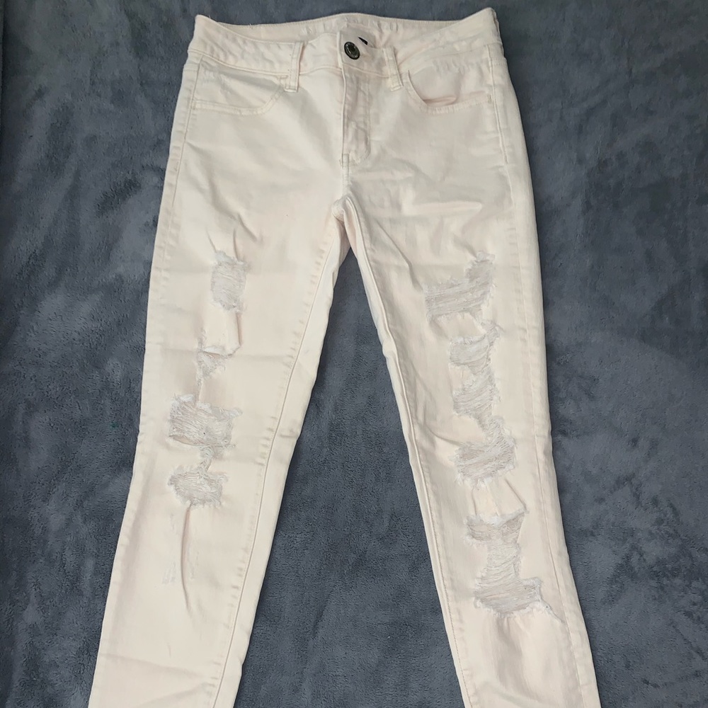 American Eagle ripped white jeans